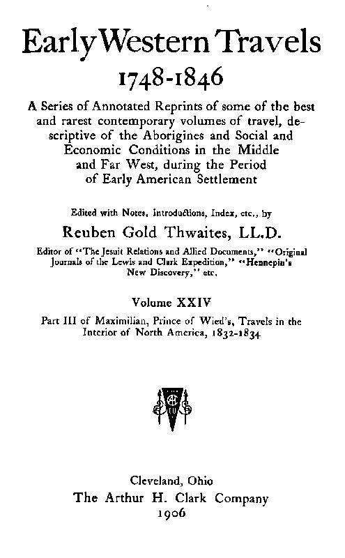 Maximilian, Prince of Wied's, Travels in the Interior of North America, 1832-1834, part 3 and appendix cover