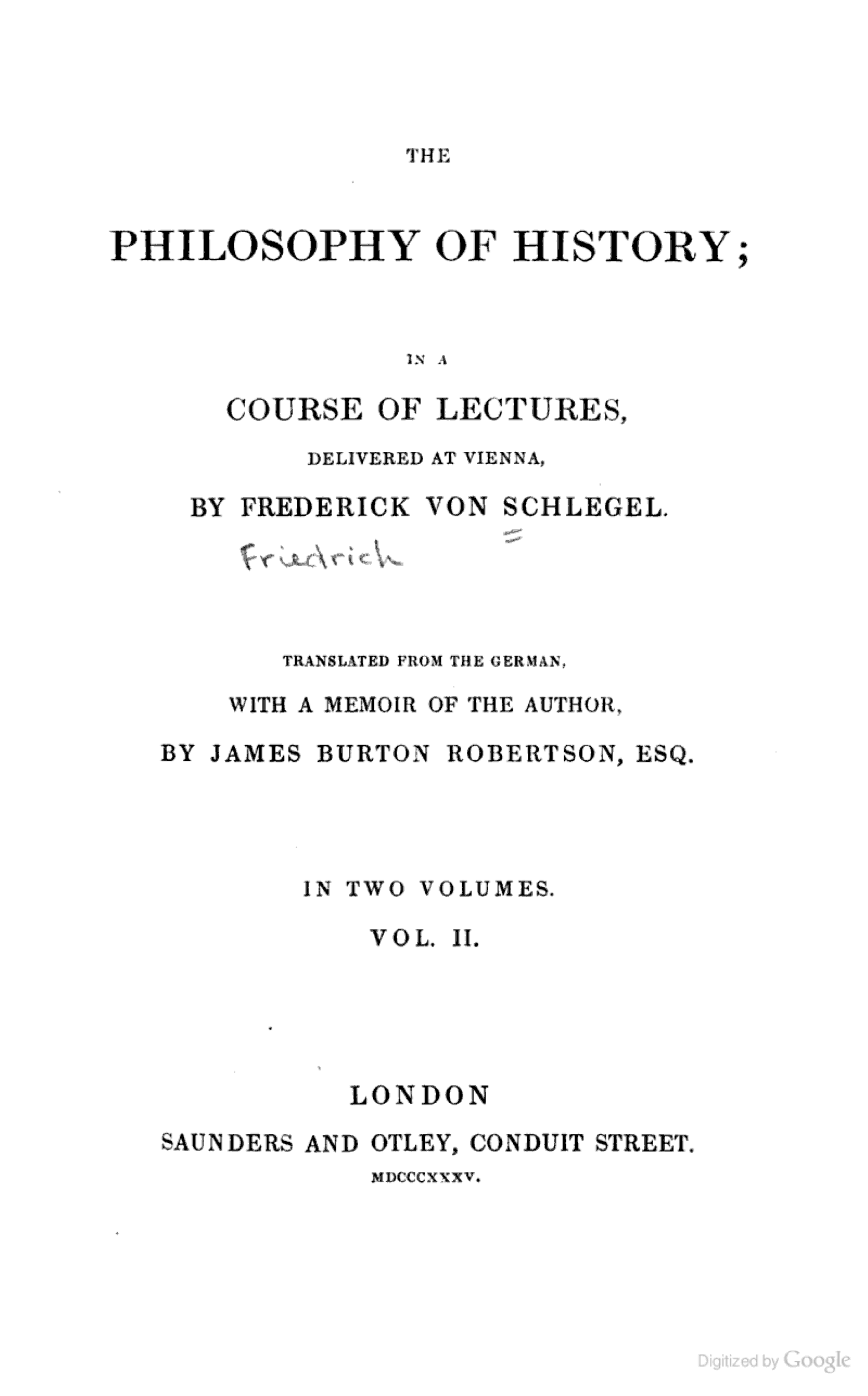 The Philosophy of History, Vol. 2 of 2 cover