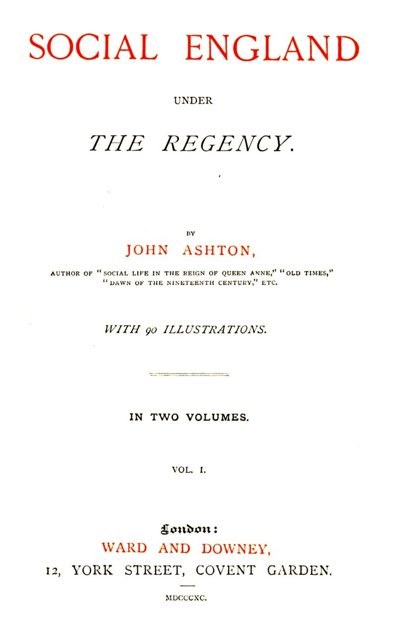 Social England under the Regency, Vol. 1 (of 2) cover