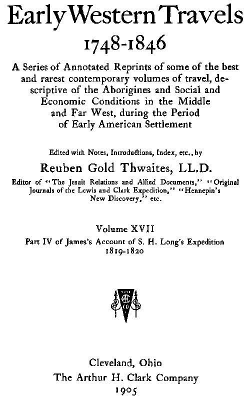 James's Account of S. H. Long's Expedition, 1819-1820, part 4 cover