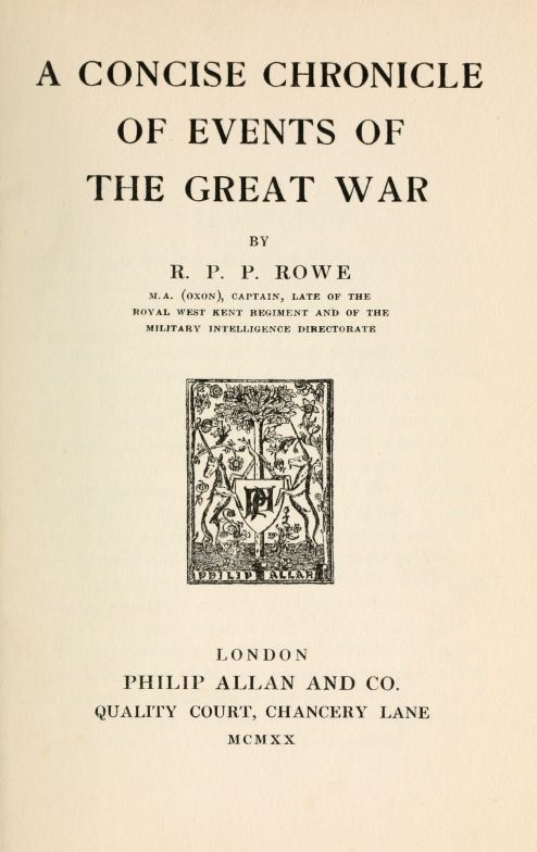 A Concise Chronicle of Events of the Great War cover