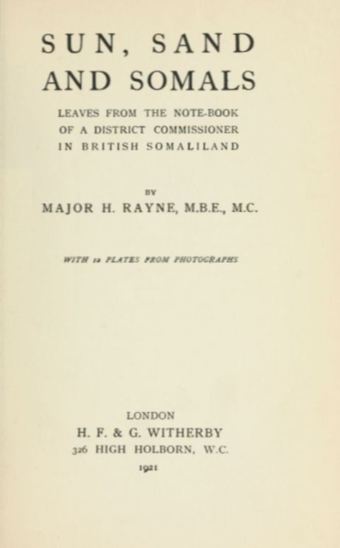 Sun, Sand and Somals / Leaves from the note-book of a District Commissioner in British Somaliland cover