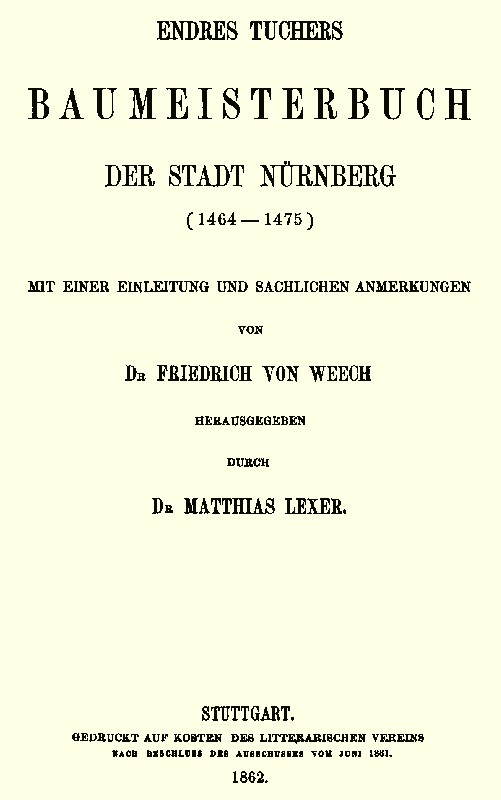 Endres Tuchers Baumeisterbuch der Stadt Nürnberg cover
