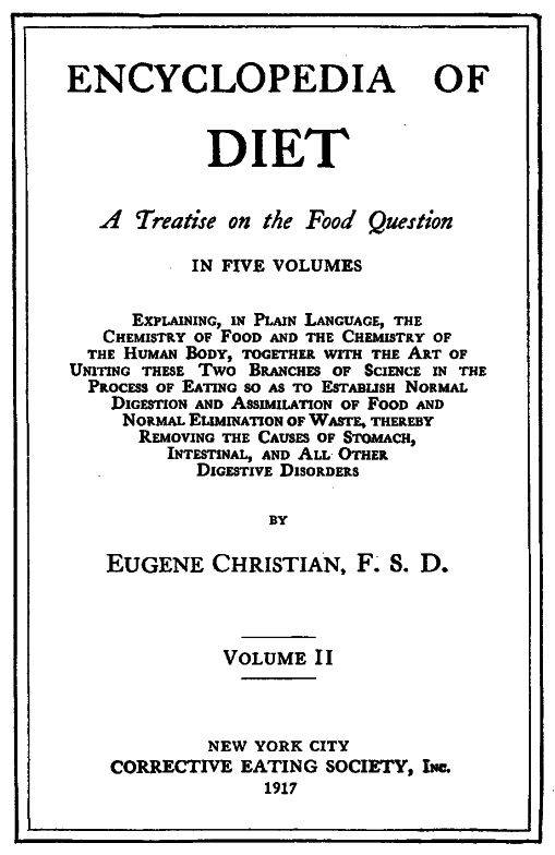 Encyclopedia of Diet: A Treatise on the Food Question, Vol. 2 cover