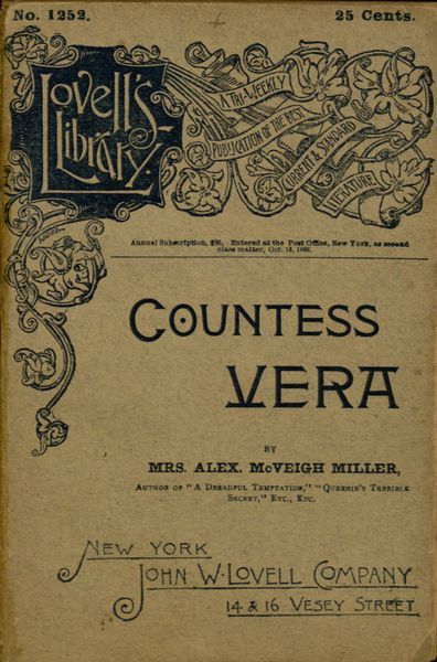 Countess Vera; or, The Oath of Vengeance cover