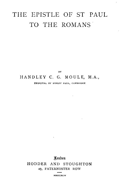 The Expositor's Bible: The Epistle of St Paul to the Romans cover