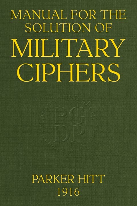 Manual for the Solution of Military Ciphers cover