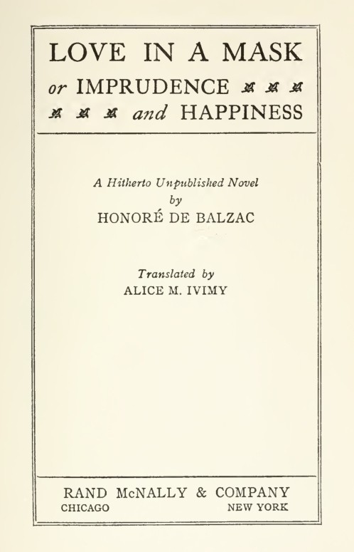 Love in a Mask; Or, Imprudence and Happiness cover