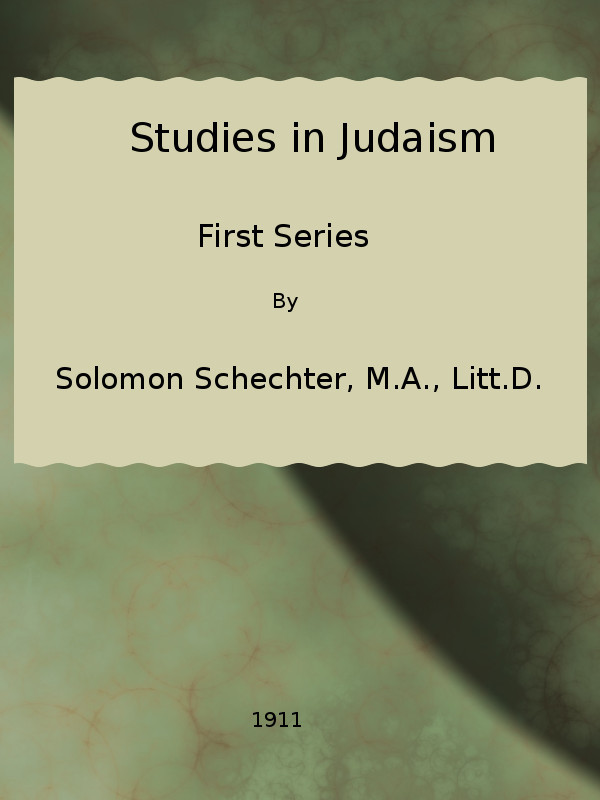 Studies in Judaism, First Series cover