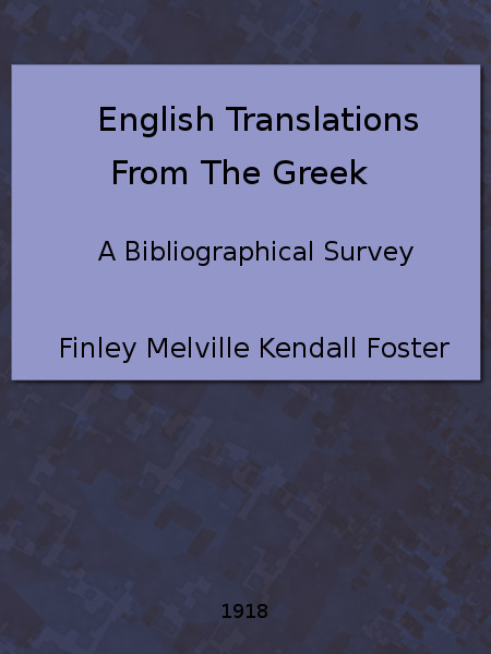 English Translations from the Greek: A Bibliographical Survey cover
