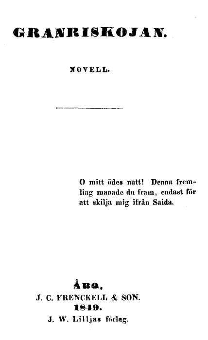 Granriskojan: Novell cover