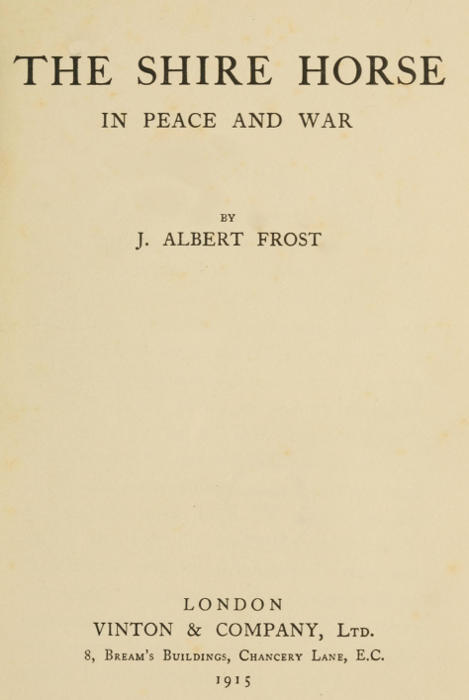 The Shire Horse in Peace and War cover