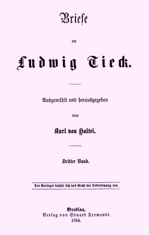 Briefe an Ludwig Tieck (3/4) / Dritter Band cover