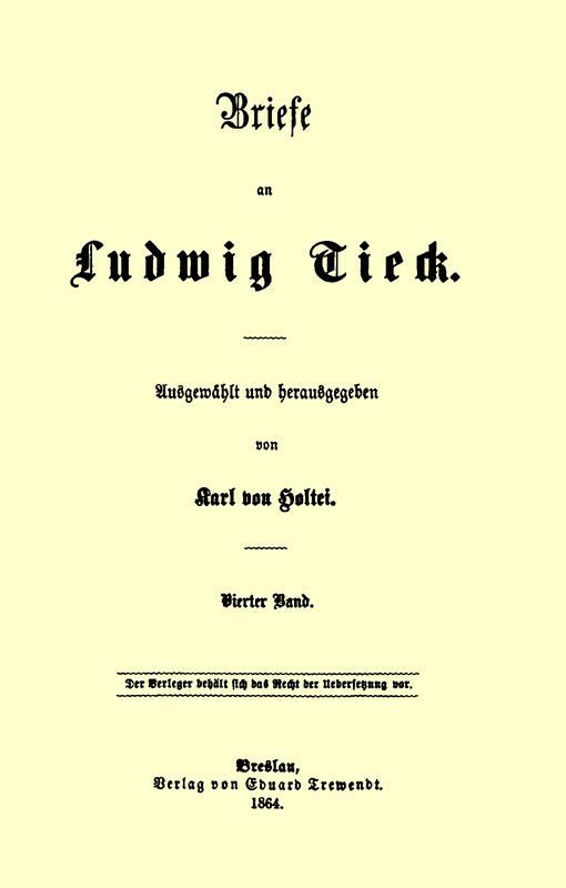 Briefe an Ludwig Tieck (4/4) / Vierter Band cover