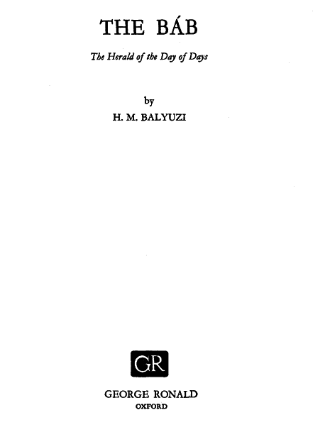 The Báb: The Herald of the Day of Days cover