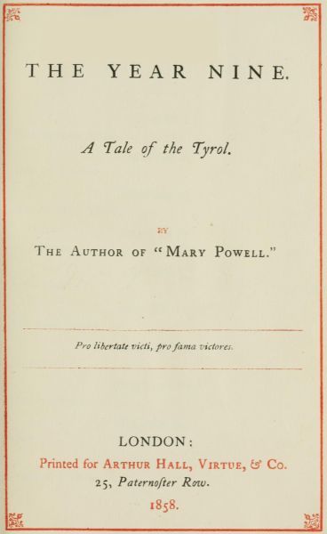 The Year Nine: A Tale of the Tyrol cover