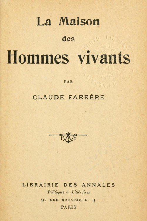 La maison des hommes vivants cover
