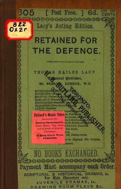 Retained for the Defence: A Farce, in One Act cover