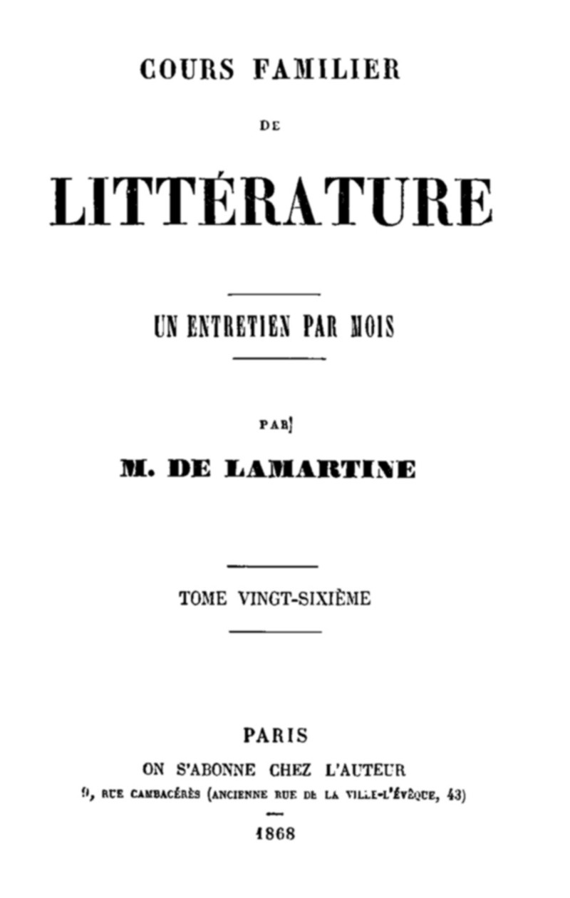 Cours familier de Littérature - Volume 26 cover