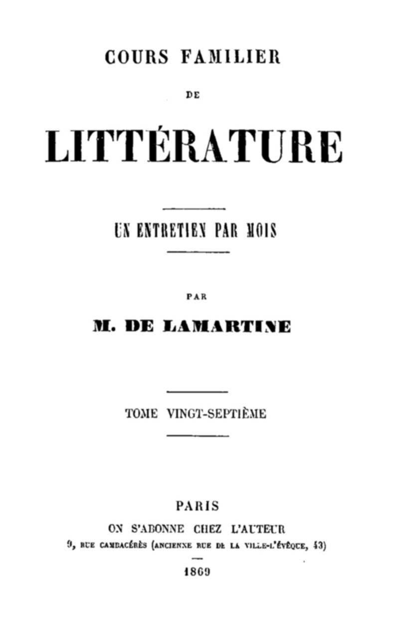 Cours familier de Littérature - Volume 27 cover
