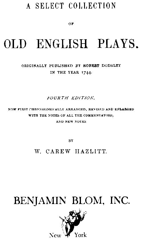 A Select Collection of Old English Plays, Volume 13 cover