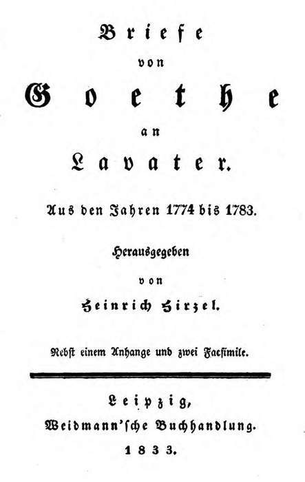 Briefe von Goethe an Lavater aus den Jahren 1774 bis 1783 cover