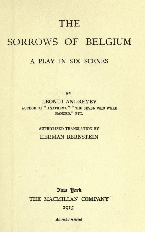 The Sorrows of Belgium: A Play in Six Scenes cover