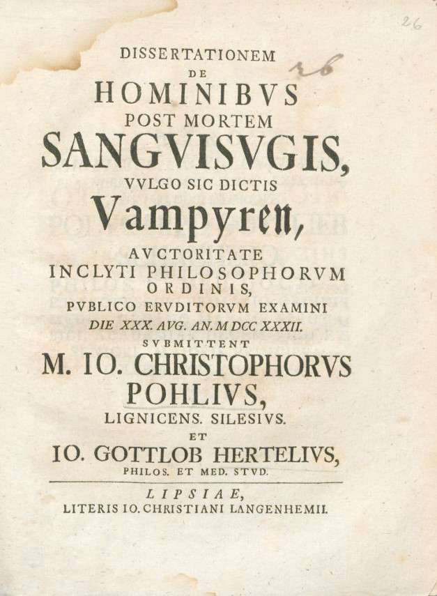 Dissertationem de hominibvs post mortem sangvisvgis, vvlgo sic dictis Vampyren cover