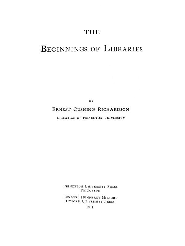 The Beginnings of Libraries cover