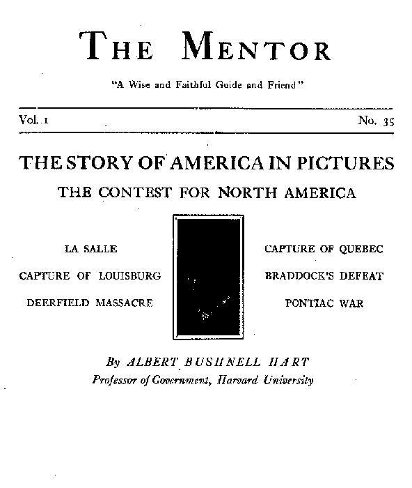 The Mentor: The Contest for North America, Vol. 1, No. 35, Serial No. 35 / The Story of America in Pictures cover