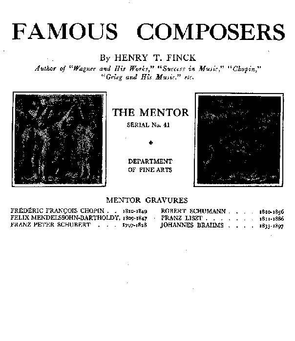 The Mentor: Famous Composers, Vol. 1, Num. 41, Serial No. 41 cover