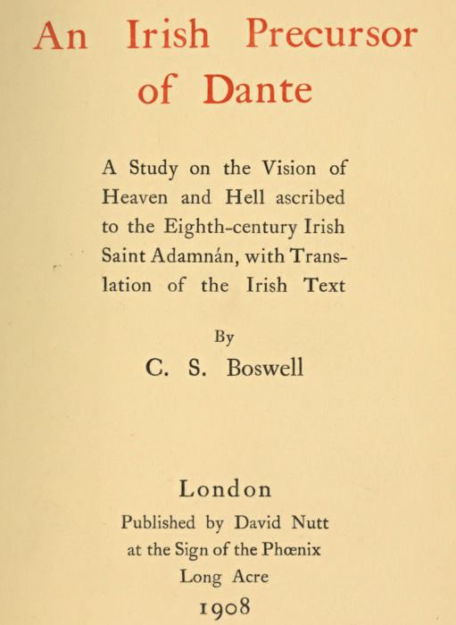 An Irish precursor of Dante cover