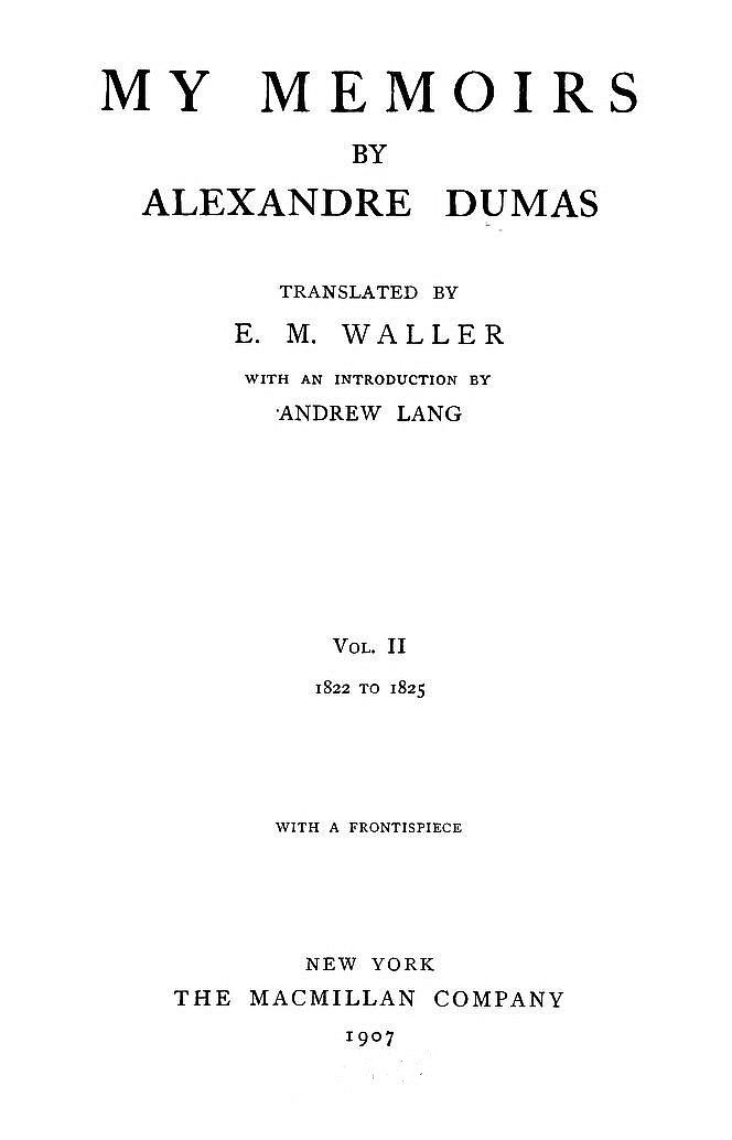 My Memoirs, Vol. II, 1822 to 1825 cover