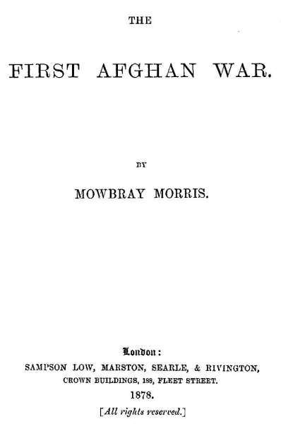 The First Afghan War cover
