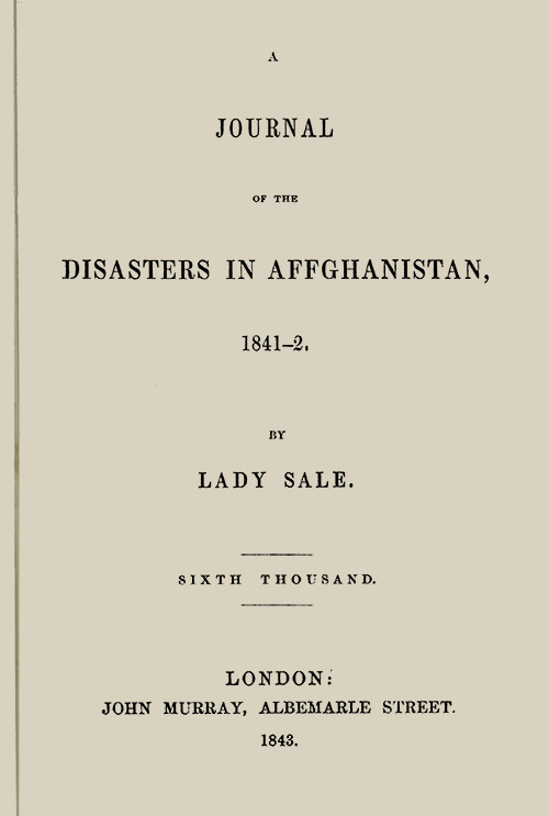 A Journal of the Disasters in Affghanistan, 1841-2 cover