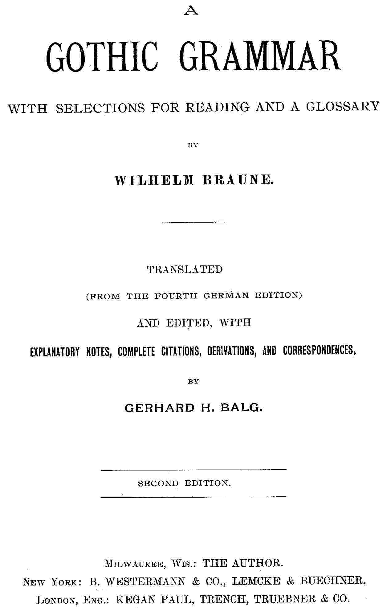 A Gothic Grammar, with selections for reading and a glossary cover