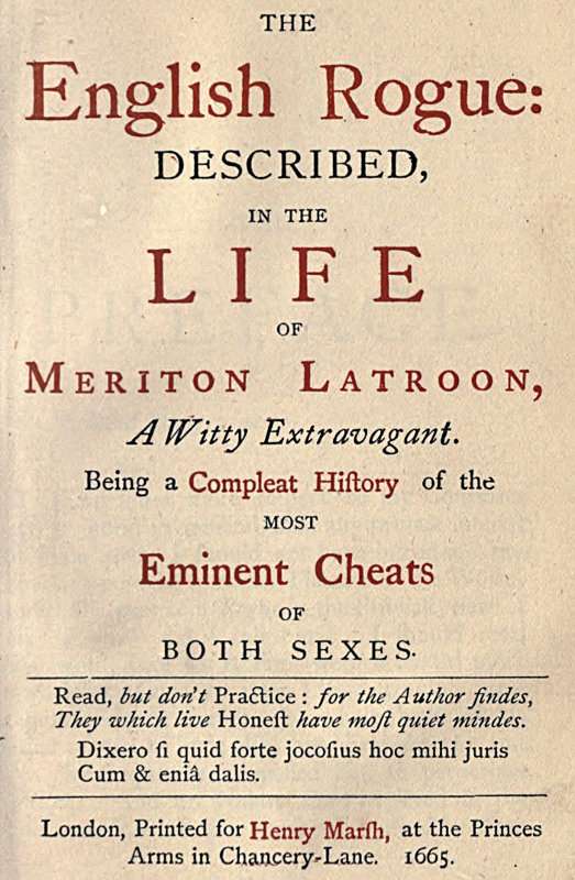 The English Rogue: Described in the Life of Meriton Latroon, a Witty Extravagant cover