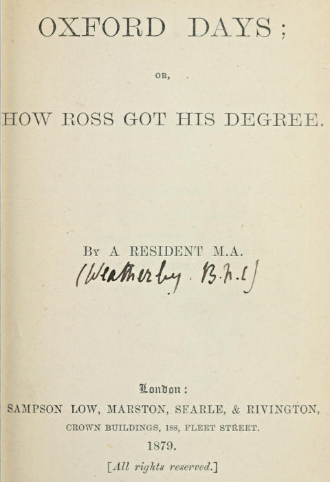 Oxford Days; or, How Ross Got His Degree cover