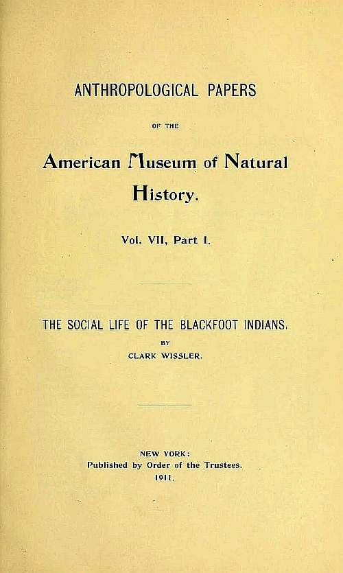 The Social Life of the Blackfoot Indians cover
