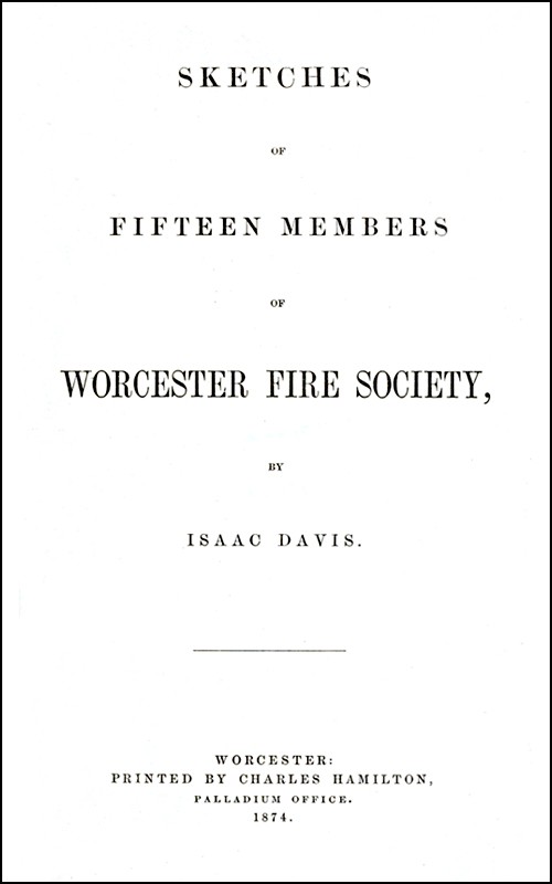 Sketches of Fifteen Members of Worcester Fire Society cover
