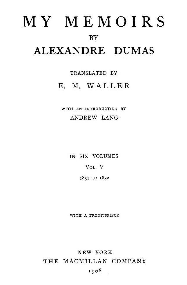 My Memoirs, Vol. V, 1831 to 1832 cover
