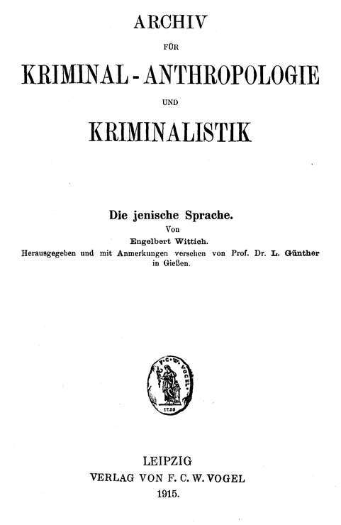 Die jenische Sprache cover
