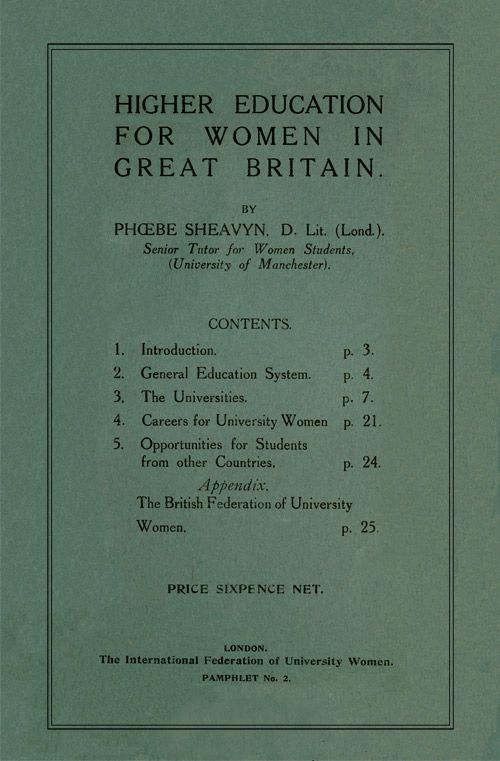 Higher Education for Women in Great Britain cover