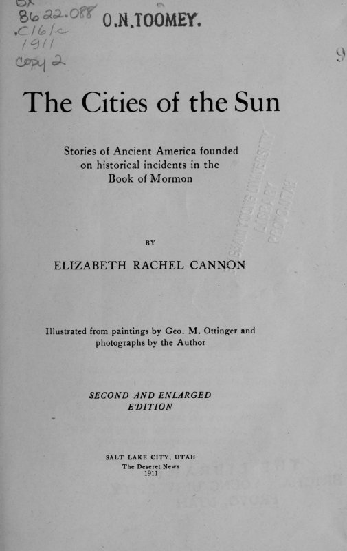 The Cities of the Sun / Stories of Ancient America founded on historical incidents in the Book of Mormon cover