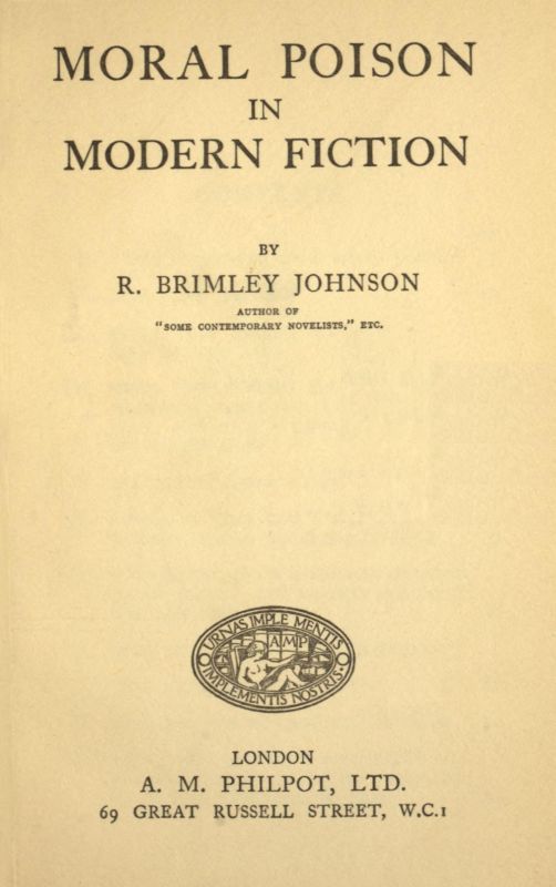 Moral Poison in Modern Fiction cover