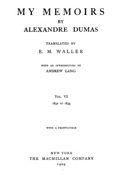 My Memoirs, Vol. VI, 1832 to 1833 cover