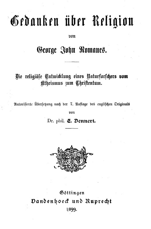 Gedanken über Religion / Die religiöse Entwicklung eines Naturforschers vom Atheismus zum Christentum. cover