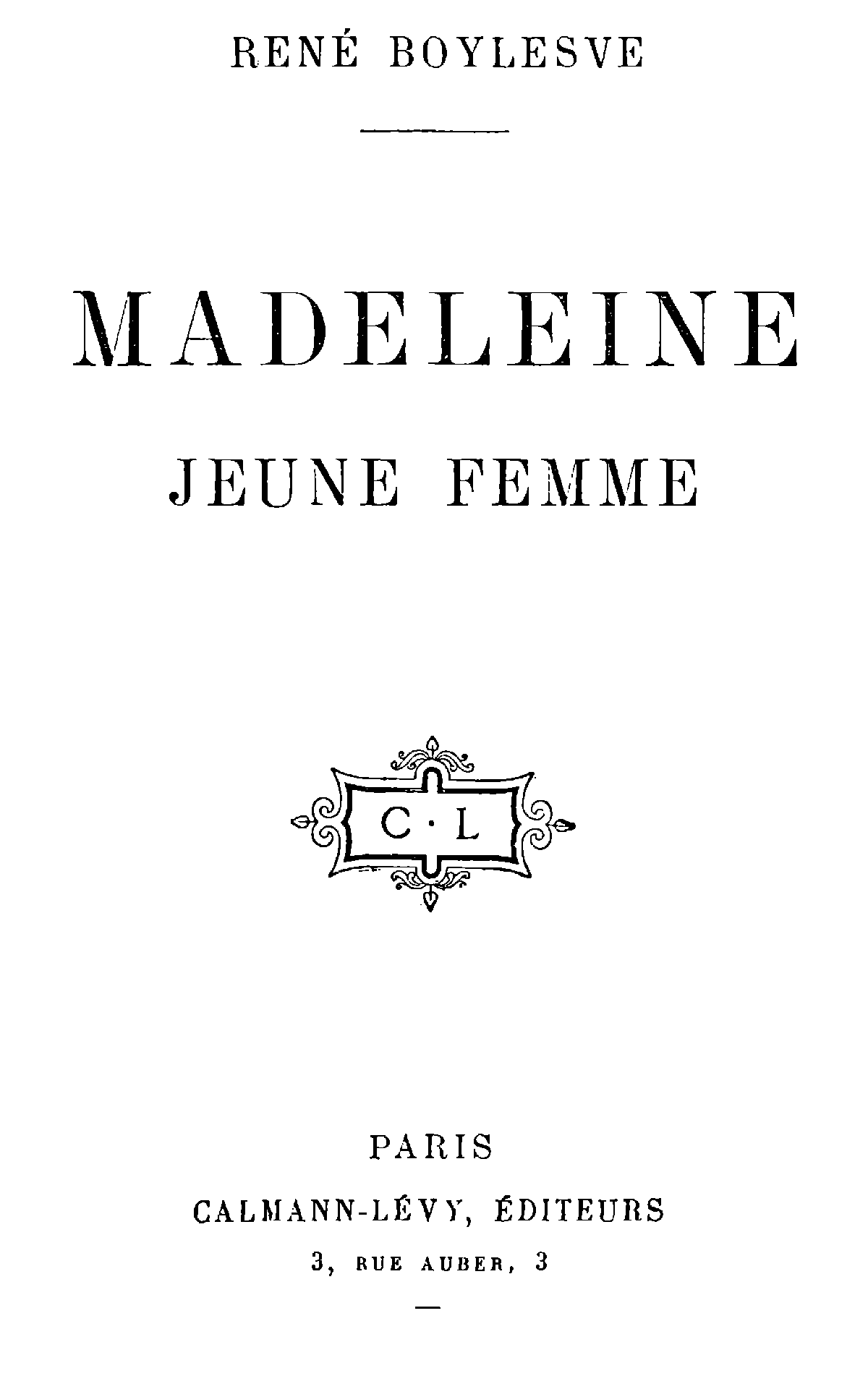 Madeleine, jeune femme cover