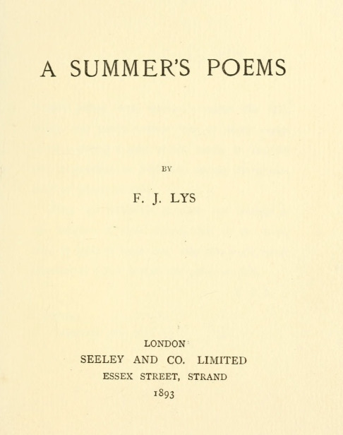 A Summer's Poems cover
