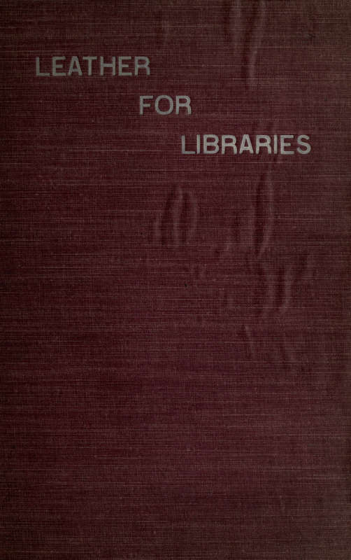 Leather for Libraries cover